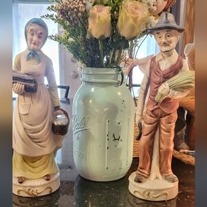 Vintage Farmer and Wife Porcelain Figurines